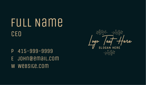 Elegant Floral Wordmark Business Card Design Image Preview