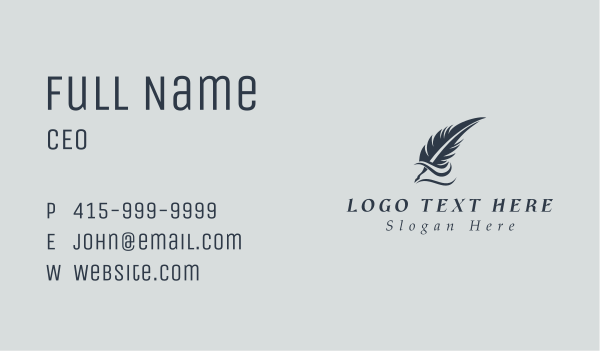 Writing Feather Quill Business Card Design Image Preview