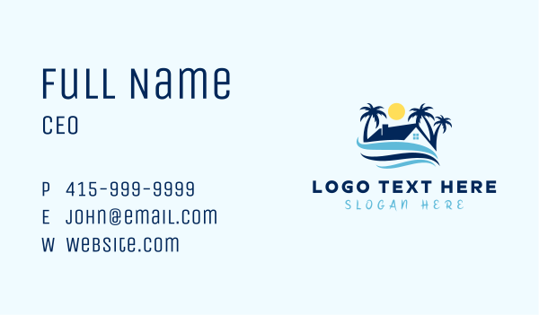 Tropical Beach House Business Card Design Image Preview