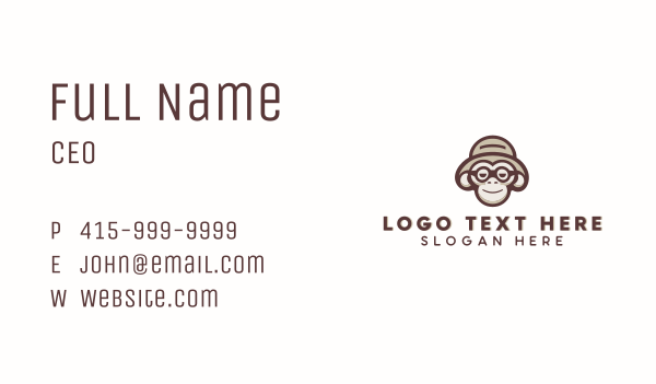 Primate Monkey Glasses Business Card Design Image Preview