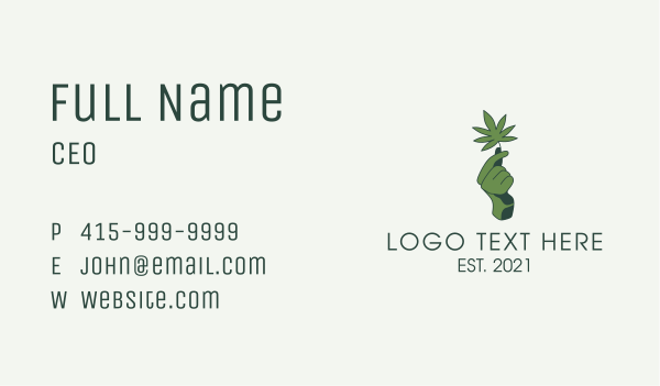 Green Hand Cannabis  Business Card Design Image Preview