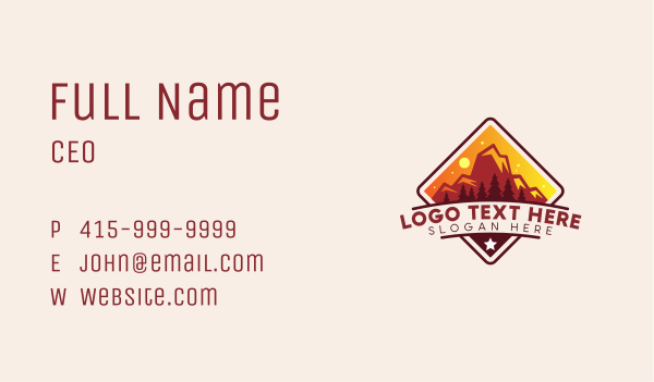 Mountain Peak Hiking Business Card Design Image Preview