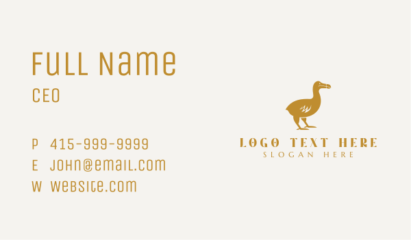 Golden Dodo Bird Business Card Design Image Preview