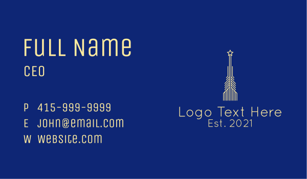 Yellow Star Tower  Business Card Design Image Preview