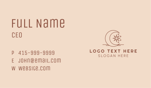 Mystic Crescent Moon Star  Business Card Design Image Preview