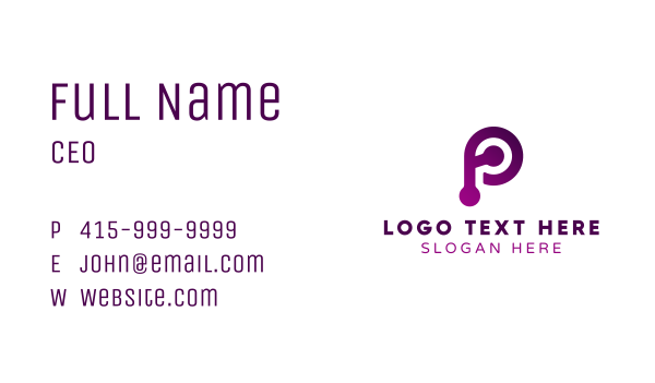 Purple Technology Letter P Business Card Design Image Preview