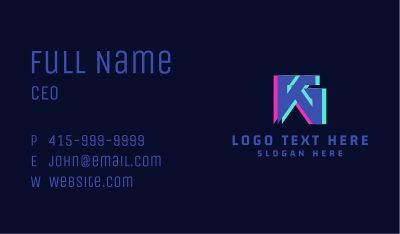 Gaming Glitch Letter KG Business Card Image Preview