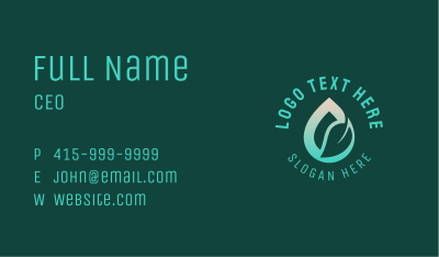 Eco Leaf Water Droplet  Business Card Image Preview