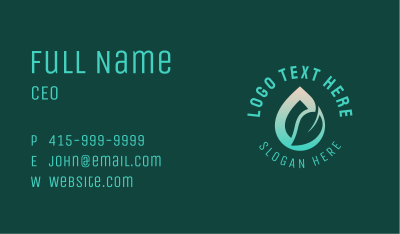 Eco Leaf Water Droplet  Business Card