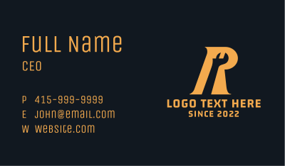 Mechanic Wrench Letter R Business Card