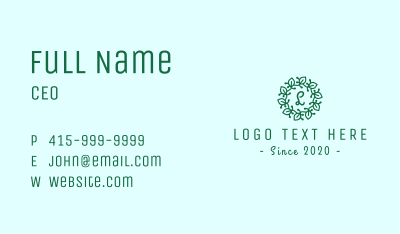 Green Leaves Lettermark Wreath Business Card Image Preview