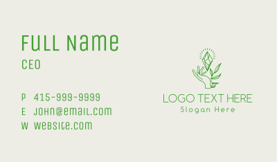 Green Leaves Crystal Hands Business Card Image Preview