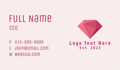 3D Pink Diamond Jewelry  Business Card Image Preview