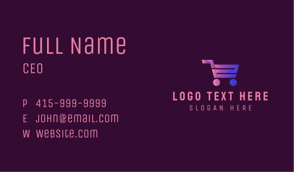 Gradient Shopping Cart Business Card Design Image Preview