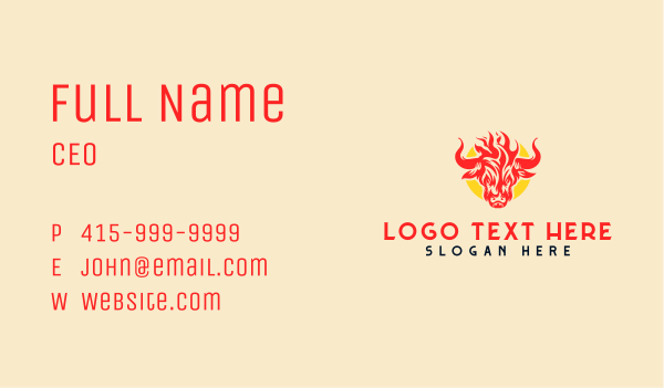 Bison Flame Barbecue Business Card Design Image Preview