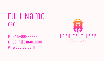 Palm Tree Ocean Sun Business Card Image Preview