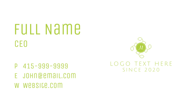 Green Tea Leaves Lettermark Business Card Design Image Preview