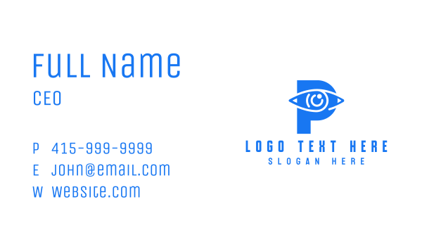 Optical Eye Letter P Business Card Design Image Preview