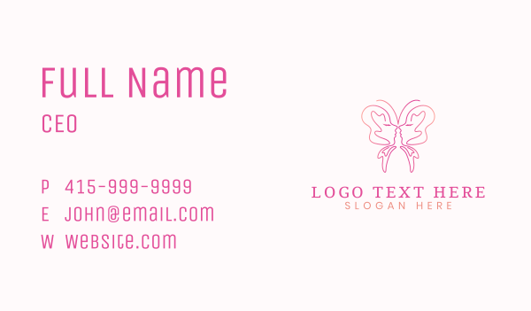 Elegant Butterfly Face Business Card Design Image Preview