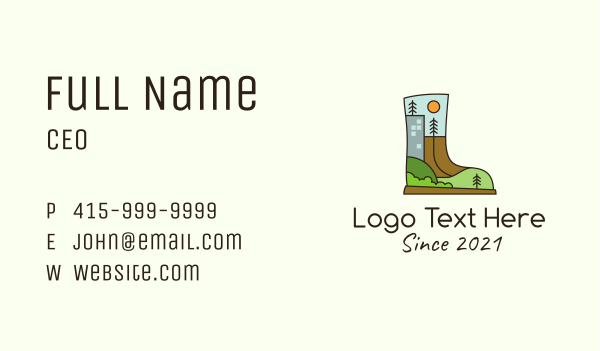 Outdoor Hiking Boots Business Card Design Image Preview