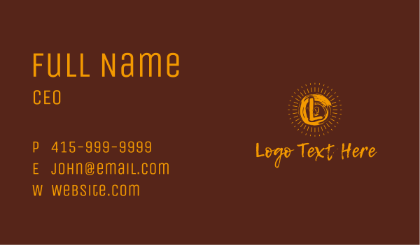 Yellow Sun Rays Letter Business Card Design Image Preview