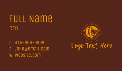 Yellow Sun Rays Letter Business Card