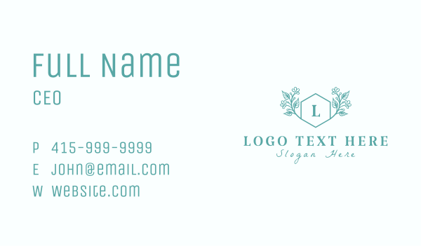 Floral Hexagon Frame Letter Business Card Design Image Preview