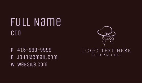 Feminine Fashion Hat Business Card Design Image Preview