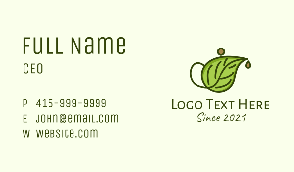 Leaf Teapot  Business Card Design Image Preview