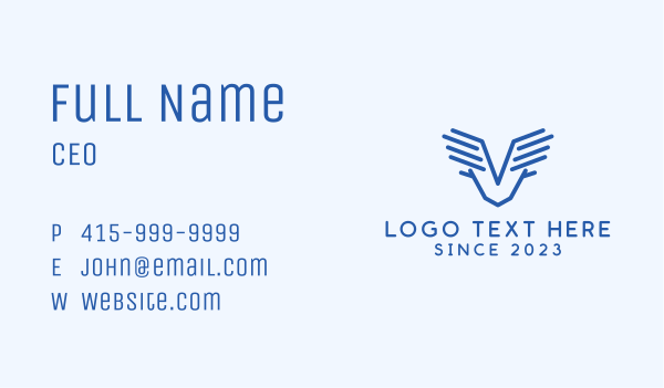 Minimalist Wings Letter V Business Card Design Image Preview