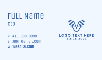 Minimalist Wings Letter V Business Card Image Preview