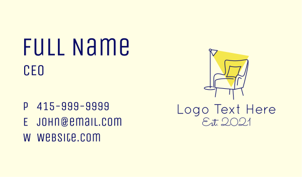 Lamp & Armchair Furniture Business Card Design Image Preview
