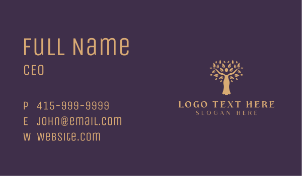 Organic Wellness Woman Tree Business Card Design Image Preview