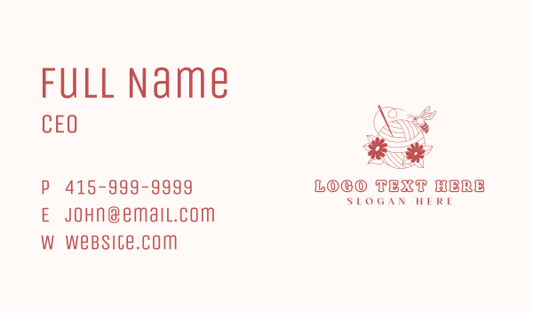 Floral Yarn Sewing Bee Business Card Design Image Preview