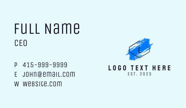 Blue Hexagon Paint Letter  Business Card Design Image Preview
