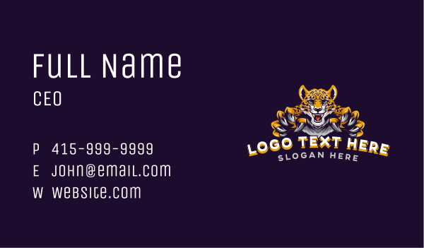 Leopard Claw Gaming Business Card Design Image Preview