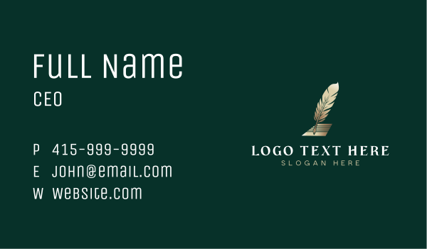 Quill Feather Note Business Card Design Image Preview