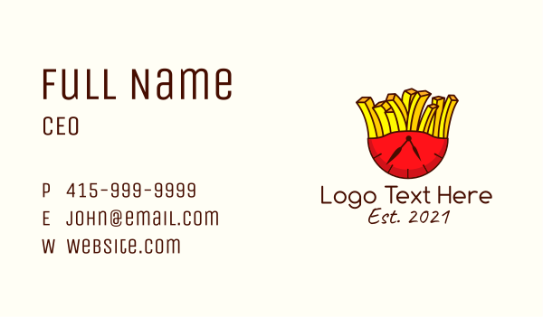 French Fries Clock  Business Card Design Image Preview