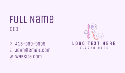 Fashion Letter R Business Card Image Preview