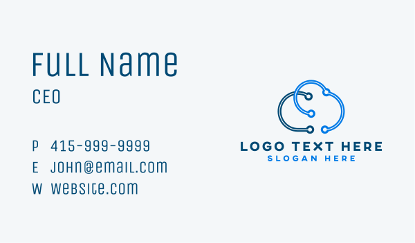 Cloud Cyber Circuit Business Card Design Image Preview