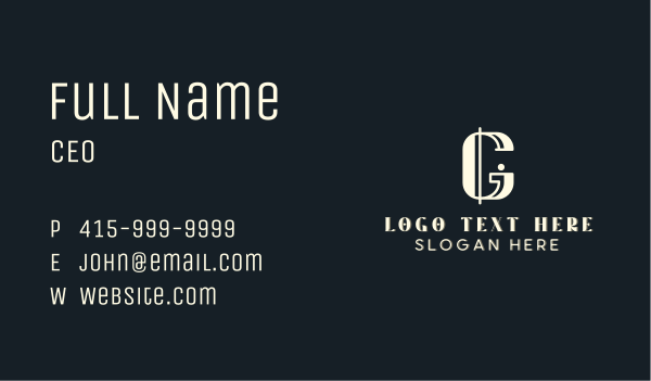 Stylish Boutique Hotel Letter G Business Card Design Image Preview