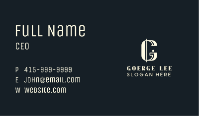 Stylish Boutique Hotel Letter G Business Card Image Preview