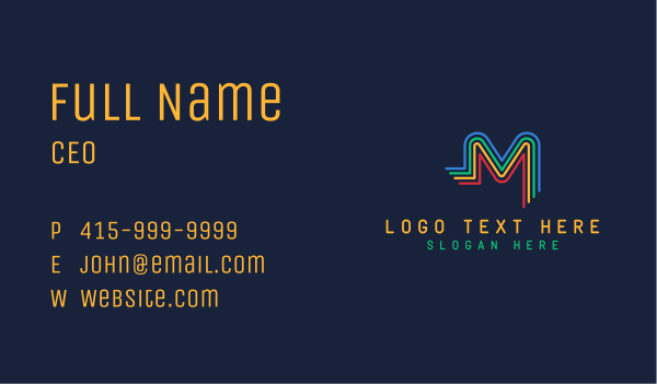 Colorful Letter M Lines Business Card Design Image Preview