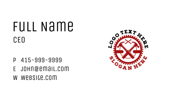 Carpentry Saw Hammer Contractor Business Card Design Image Preview