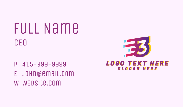 Speedy Number 3 Motion Business Card Design Image Preview