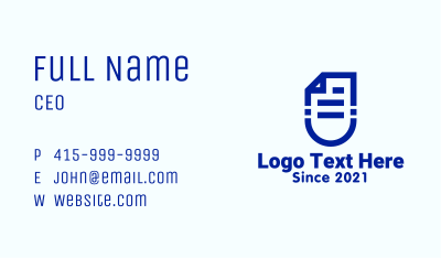 Blue Paper Document  Business Card Image Preview
