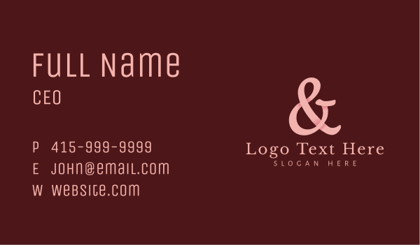 Feminine Pink Ampersand Business Card Design Image Preview