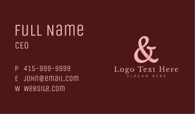 Feminine Pink Ampersand Business Card Image Preview