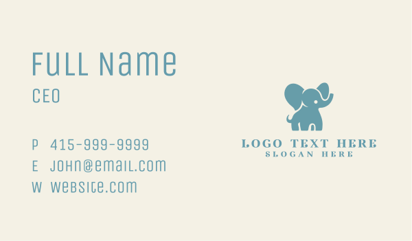 Cute Elephant Zoo Business Card Design Image Preview
