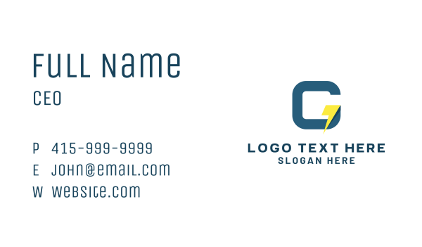 Lightning Bolt Letter G Business Card Design Image Preview